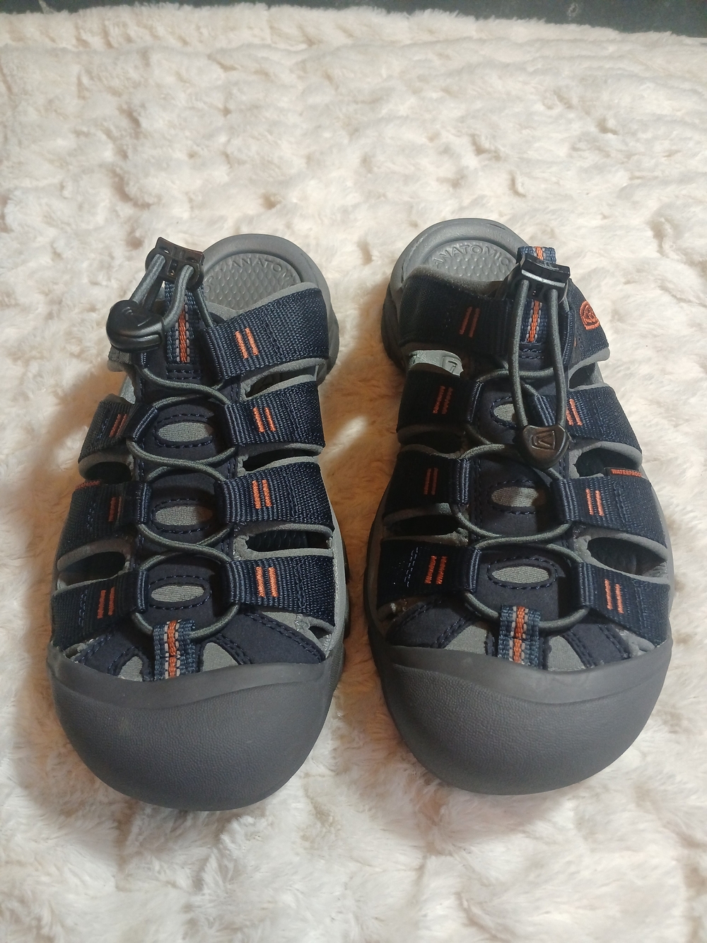 KEEN Newport Closed Toe Slip On Slide Sandals Mens 9 Navy Blue/Orange Hiking